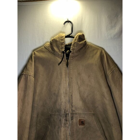 Carhartt Men's Hooded Canvas Work Jacket J280 2XL Quilted Flannel Lined, Canvas - Picture 4 of 16